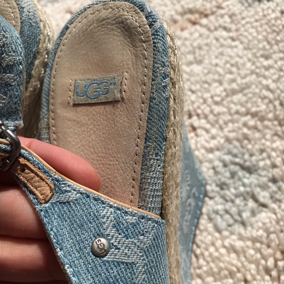 Ugg Signature Open Toe Denim Wedge Sandals - Picture 6 of 7